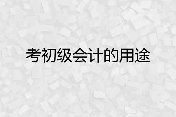 考初级会计的用途