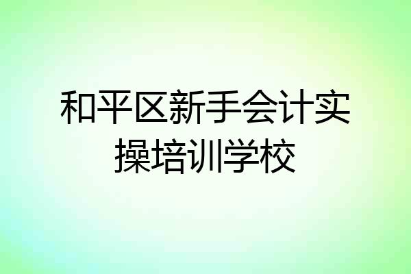和平区新手会计实操培训学校