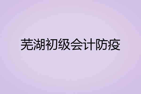 芜湖初级会计防疫