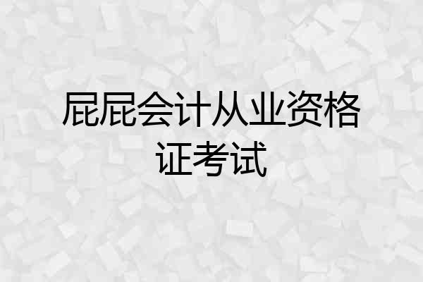 屁屁会计从业资格证考试