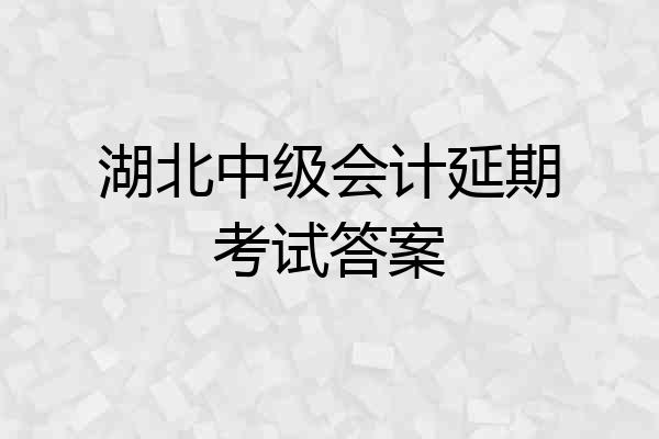 湖北中级会计延期考试答案
