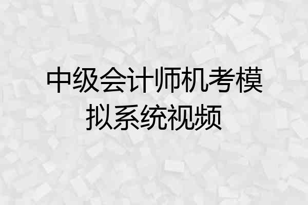 中级会计师机考模拟系统视频