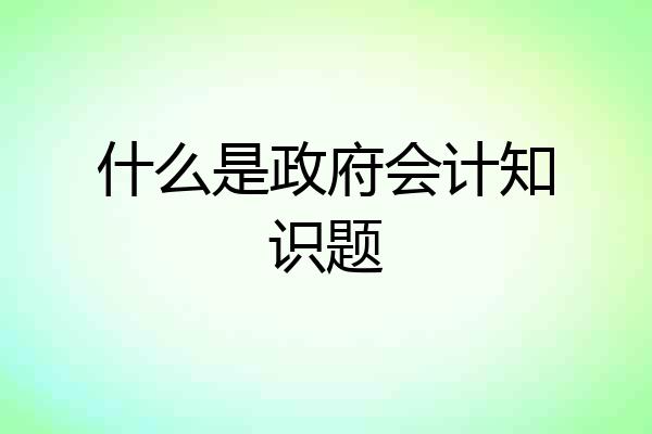 什么是政府会计知识题