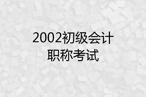 2002初级会计职称考试