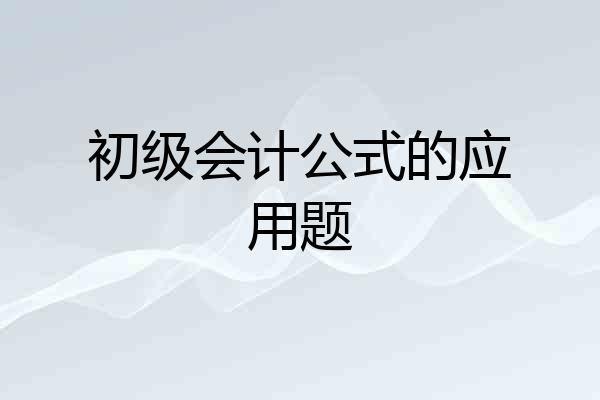 初级会计公式的应用题