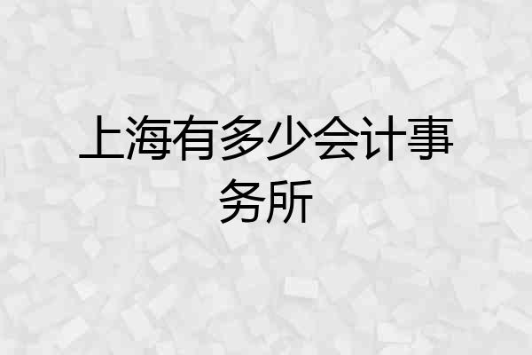 上海有多少会计事务所