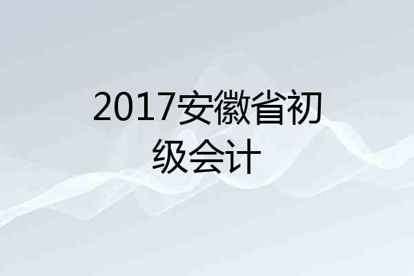 2017安徽省初级会计