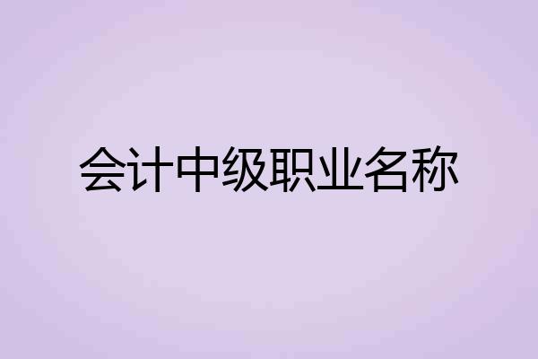 会计中级职业名称