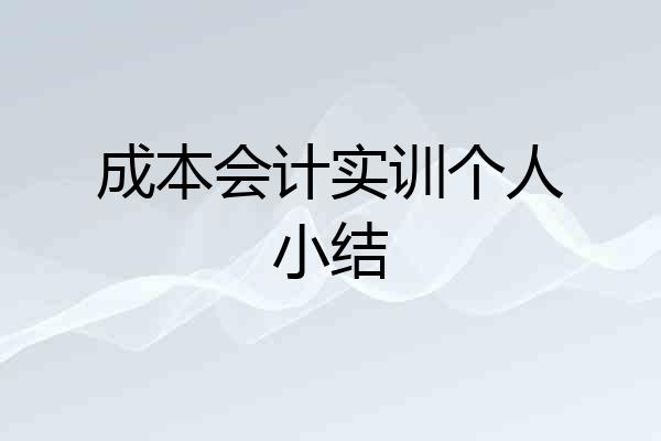 成本会计实训个人小结