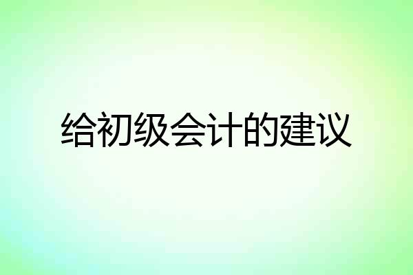 给初级会计的建议