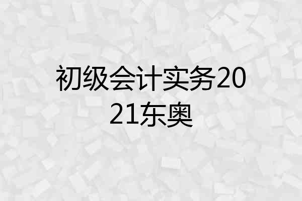 初级会计实务2021东奥