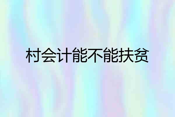 村会计能不能扶贫