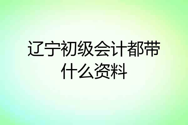 辽宁初级会计都带什么资料