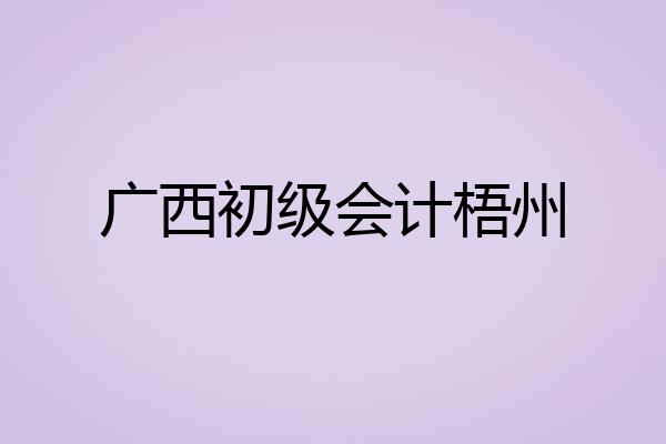 广西初级会计梧州