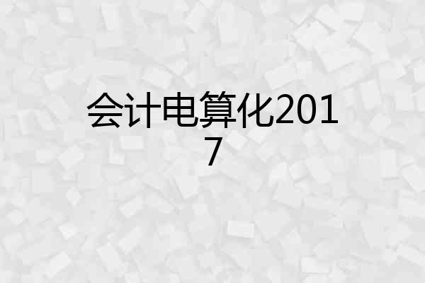 会计电算化2017