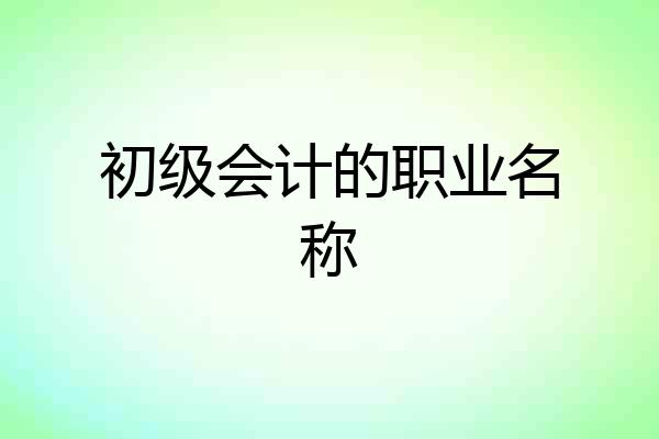 初级会计的职业名称