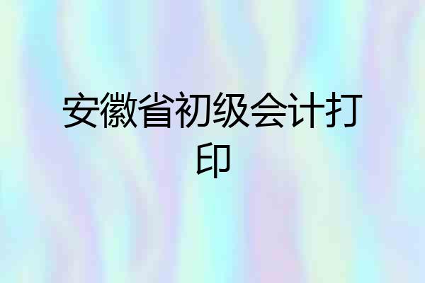 安徽省初级会计打印