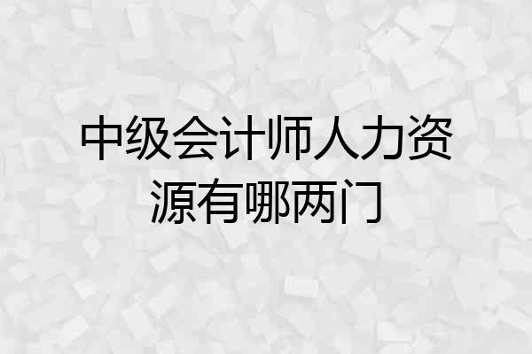 中级会计师人力资源有哪两门