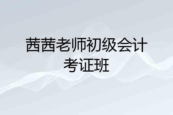 茜茜老师初级会计考证班