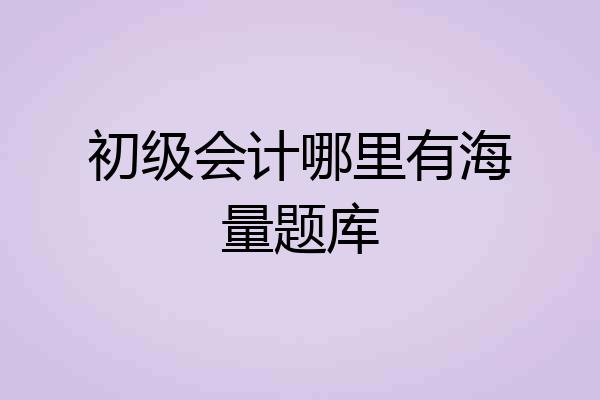 初级会计哪里有海量题库