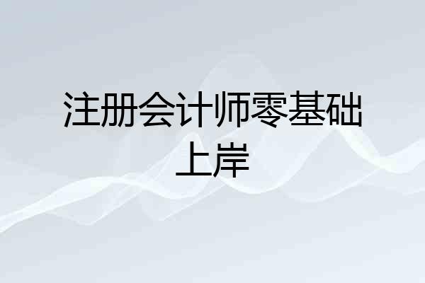 注册会计师零基础上岸