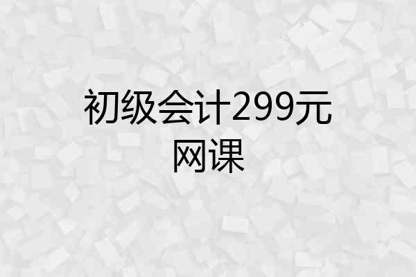 初级会计299元网课