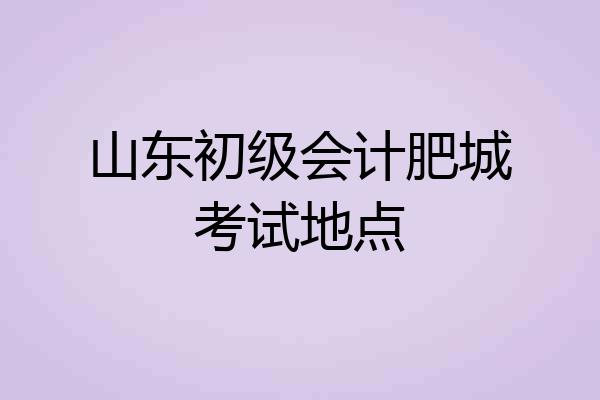 山东初级会计肥城考试地点