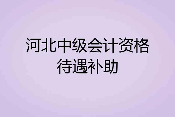 河北中级会计资格待遇补助