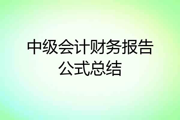 中级会计财务报告公式总结
