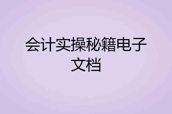 会计实操秘籍电子文档