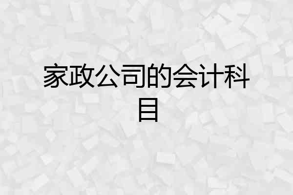 家政公司的会计科目