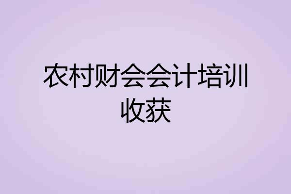 农村财会会计培训收获