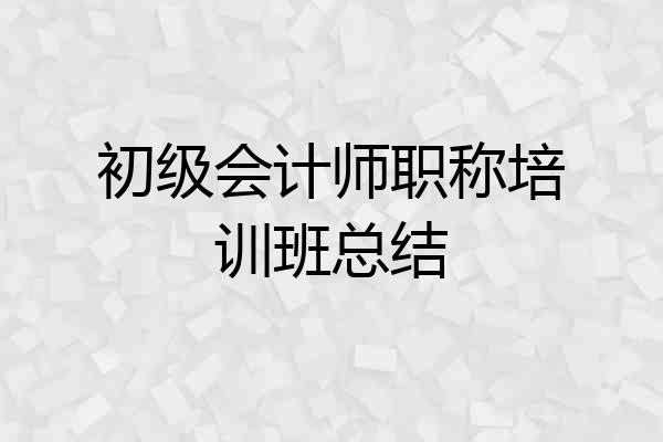 初级会计师职称培训班总结