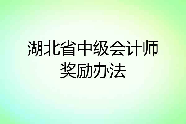 湖北省中级会计师奖励办法