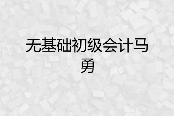 无基础初级会计马勇