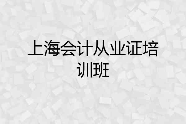 上海会计从业证培训班