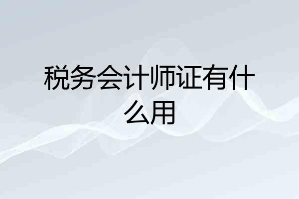 税务会计师证有什么用