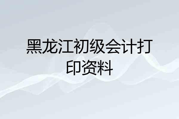 黑龙江初级会计打印资料