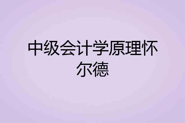 中级会计学原理怀尔德
