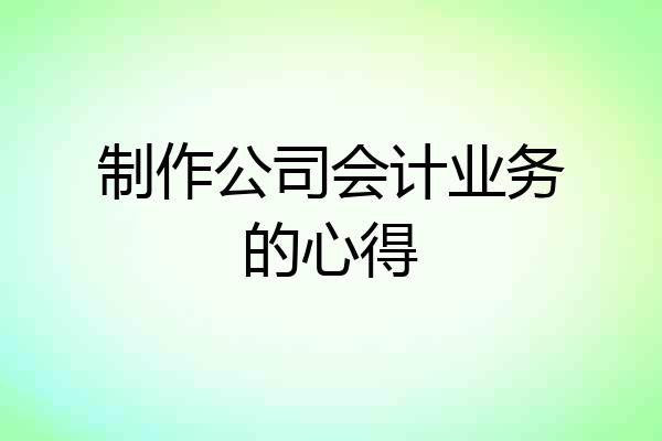制作公司会计业务的心得