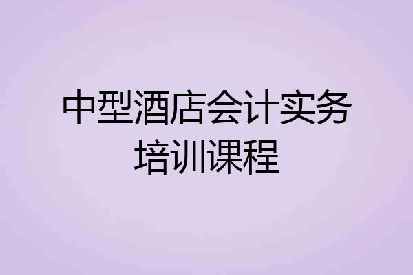 中型酒店会计实务培训课程