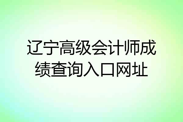 辽宁高级会计师成绩查询入口网址
