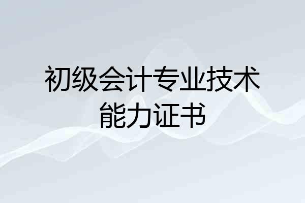 初级会计专业技术能力证书