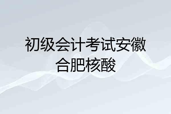 初级会计考试安徽合肥核酸