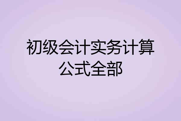 初级会计实务计算公式全部