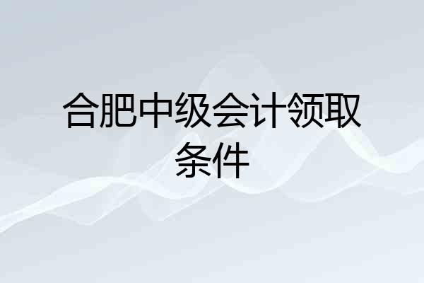合肥中级会计领取条件