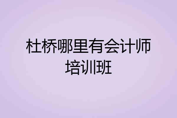 杜桥哪里有会计师培训班