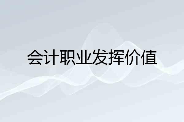 会计职业发挥价值