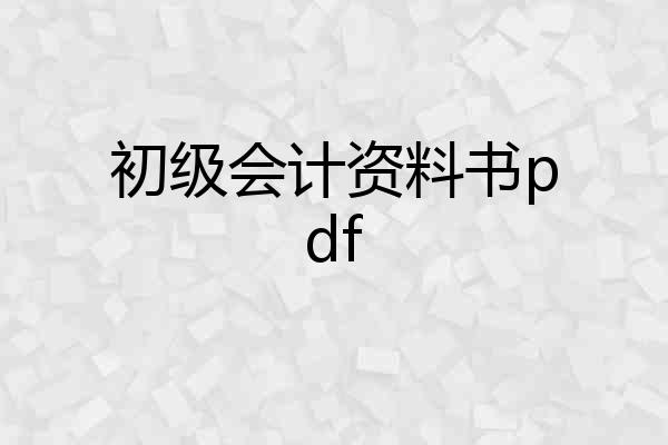初级会计资料书pdf