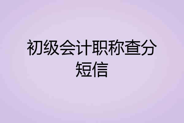 初级会计职称查分短信